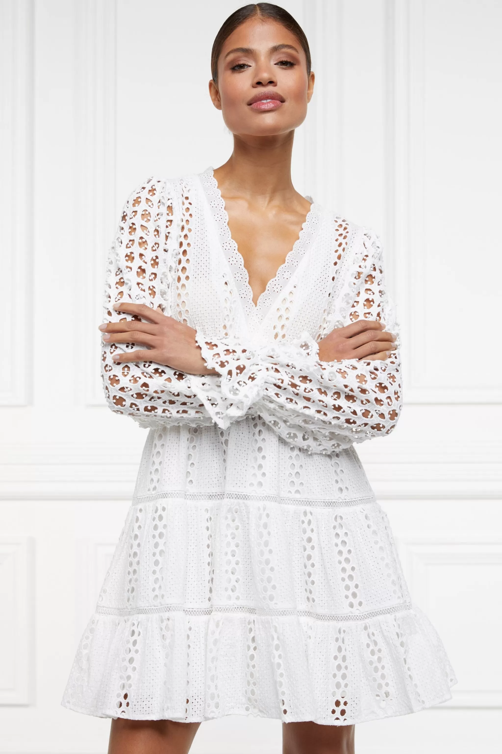 Broderie Lace V-Neck Dress>Holland Cooper Best