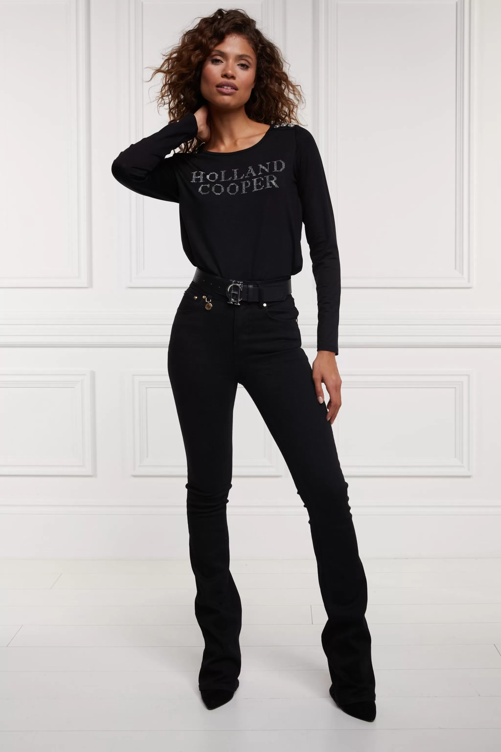 Diamante Long Sleeve Crew Neck Tee>Holland Cooper Hot
