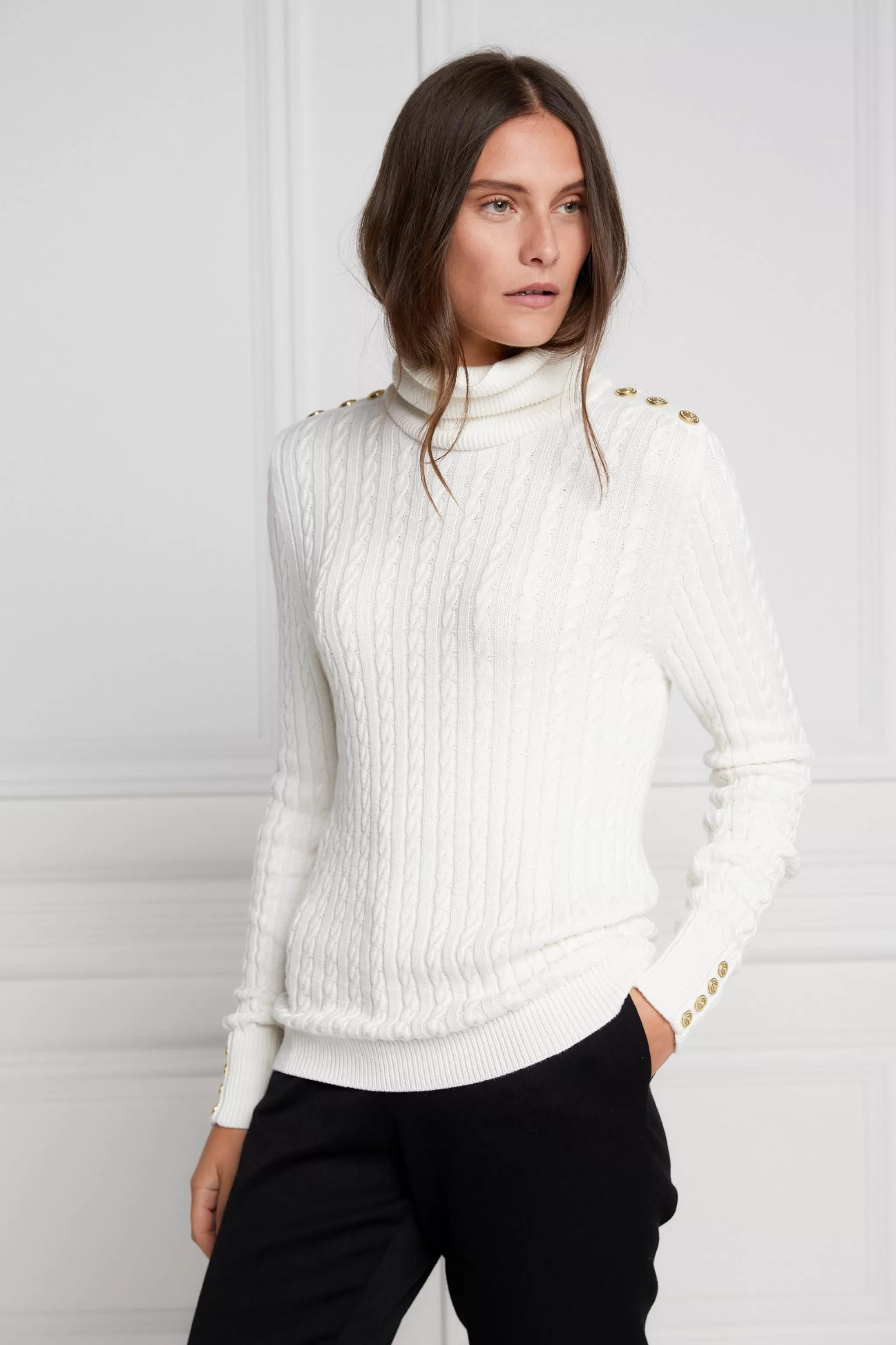Seattle Roll Neck Cable Knit>Holland Cooper Clearance